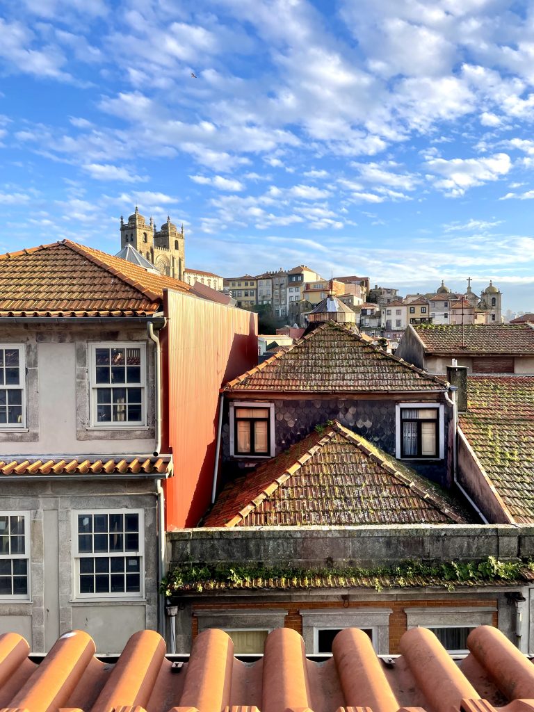 A sunny view of the Porto skyline in winter