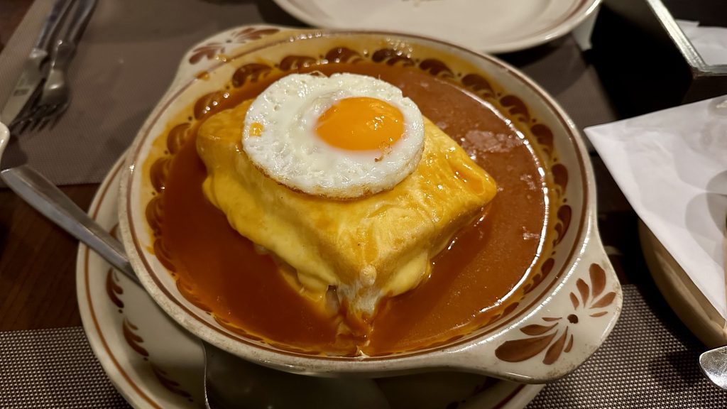 A classic francesinha at Brasao in Porto, Portugal