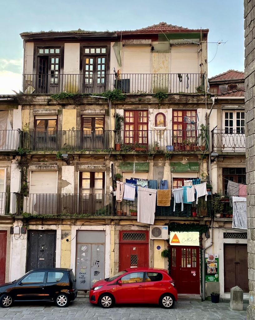 Laundry hanging out to dry in Porto, Portugal
