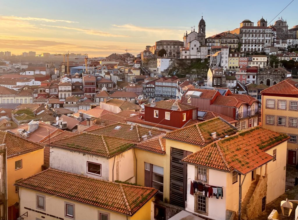 A view of the skyline in Porto in winter