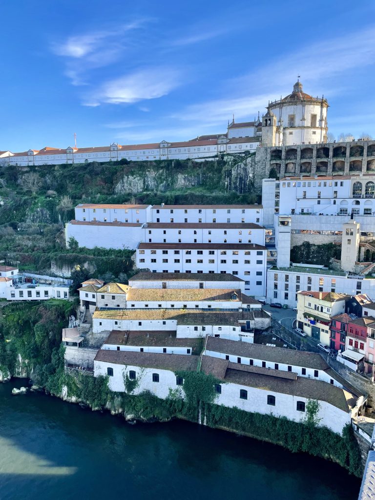 A view of the Burmester Cellars from above on the Dom Luis I Bridge