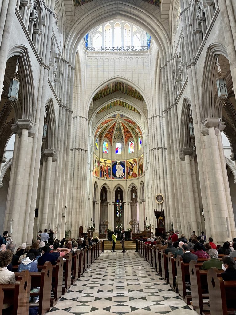 Catedral Almudena's colorful nave in Madrid