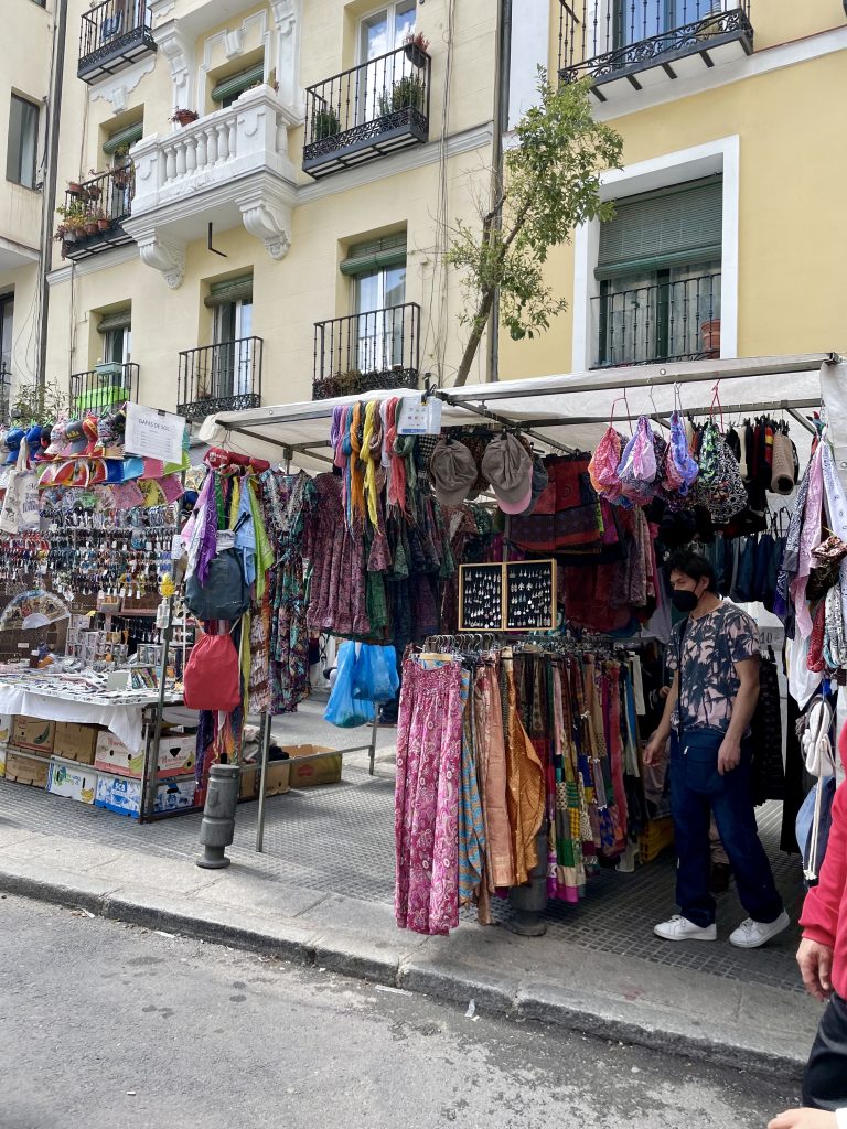 Clothes for sale at Madrid's Retiro Market