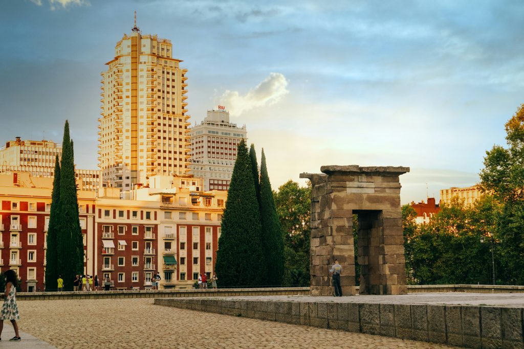 Templo Debod at sunset in Madrid