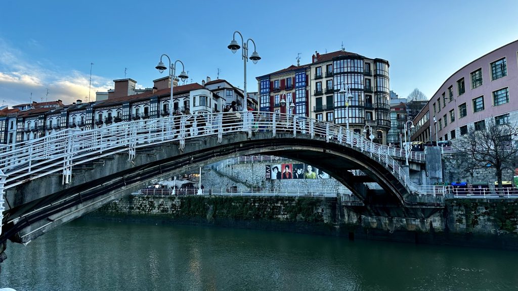 A bridge spanning the Nervion River in Bilbao