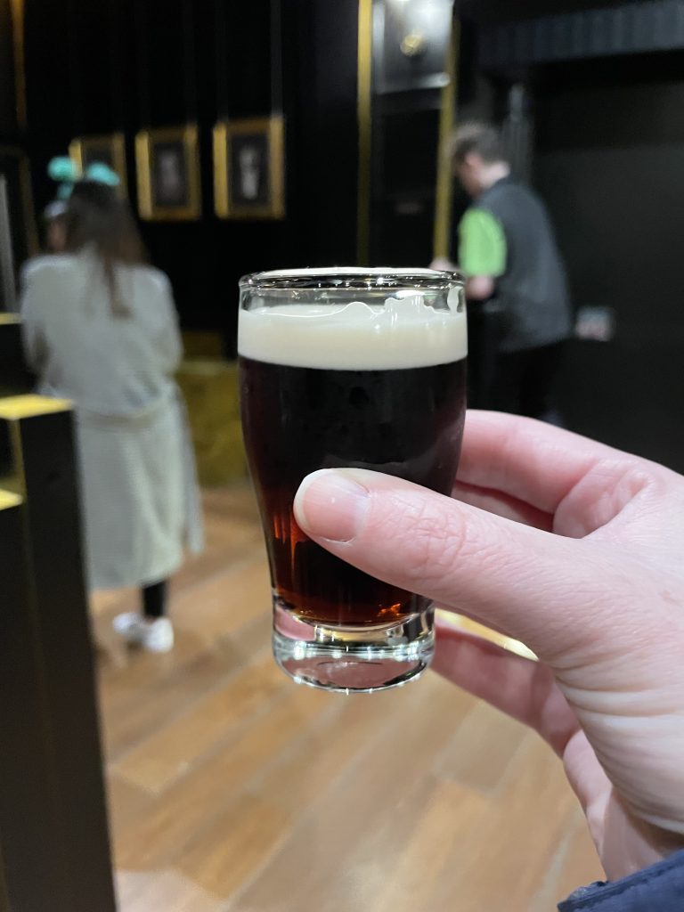 A tiny Guinness at the Guinness Storehouse in Dublin
